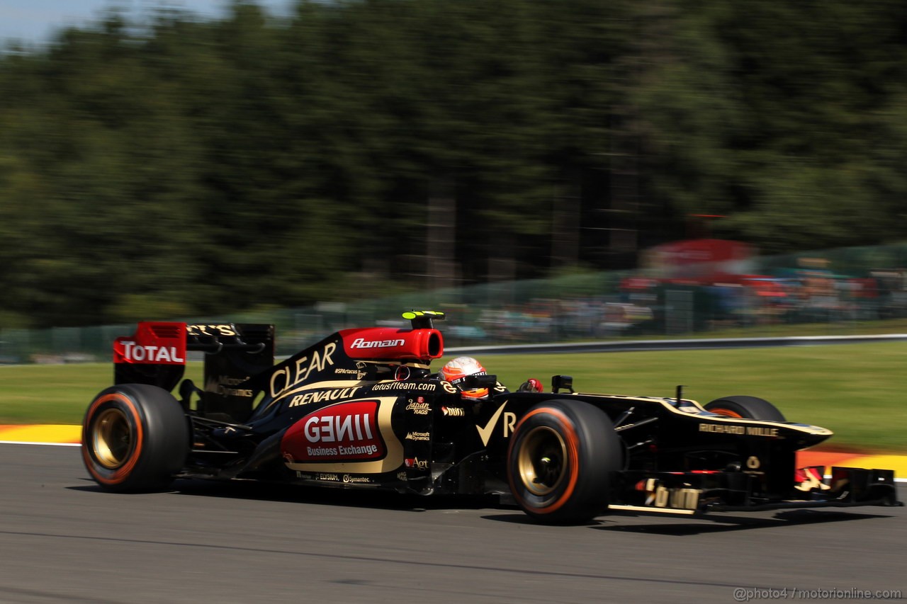 GP BELGIO, 23.08.2013- Prove Libere 2, Romain Grosjean (FRA) Lotus F1 Team E21 