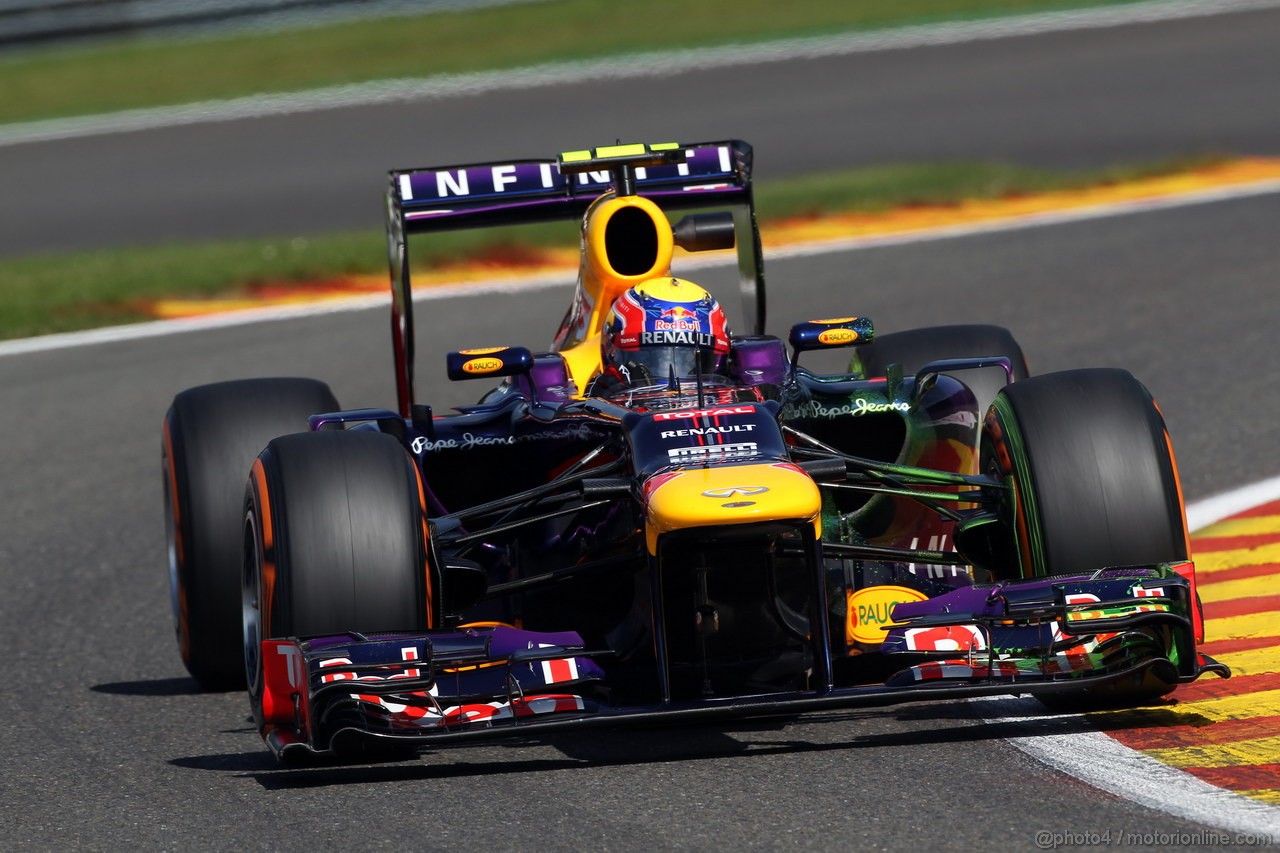 GP BELGIO, 23.08.2013- Prove Libere 2, Mark Webber (AUS) Red Bull Racing RB9 