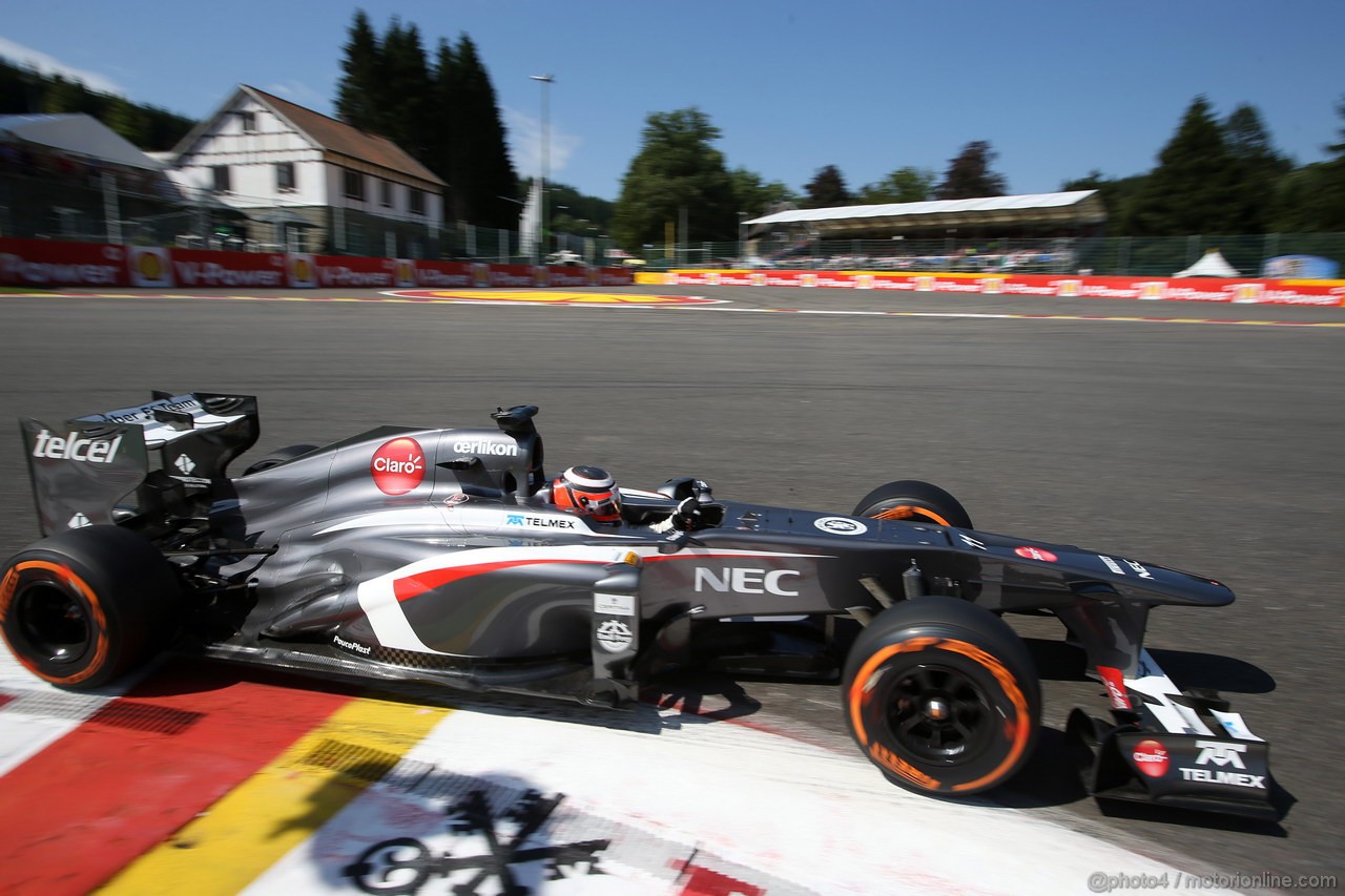 GP BELGIO, 23.08.2013- Prove Libere 2, Nico Hulkenberg (GER) Sauber F1 Team C32 