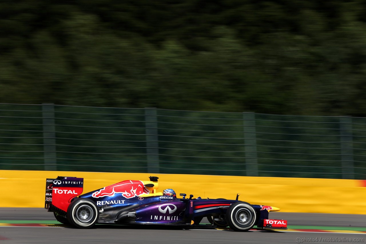 GP BELGIO, 23.08.2013- Prove Libere 2, Sebastian Vettel (GER) Red Bull Racing RB9 