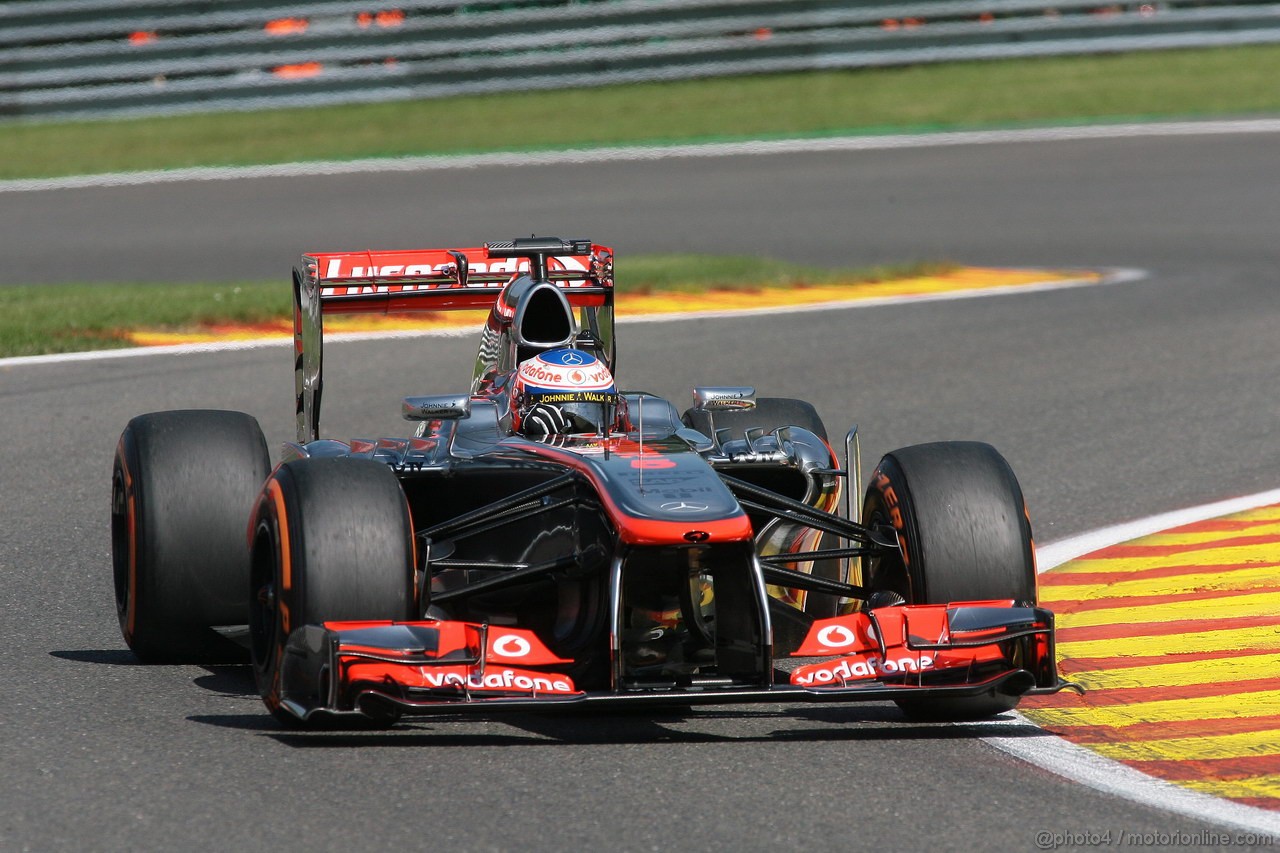 GP BELGIO, 23.08.2013- Prove Libere 2, Jenson Button (GBR) McLaren Mercedes MP4-28 