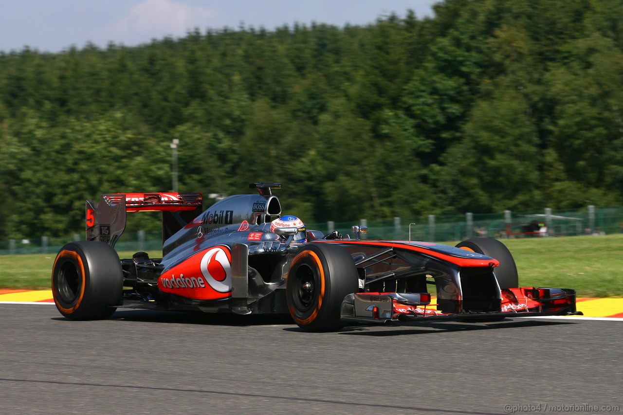 GP BELGIO, 23.08.2013- Prove Libere 2, Jenson Button (GBR) McLaren Mercedes MP4-28 