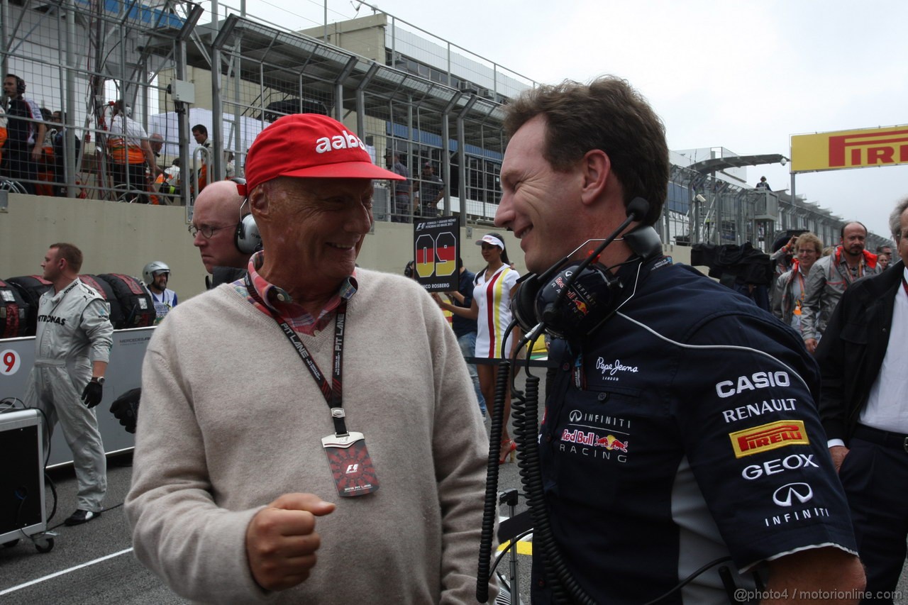 GP BRASILE, 24.11.2013 - Gara, Nikki Lauda (AU), Mercedes e Christian Horner (GBR), Red Bull Racing, Sporting Director 