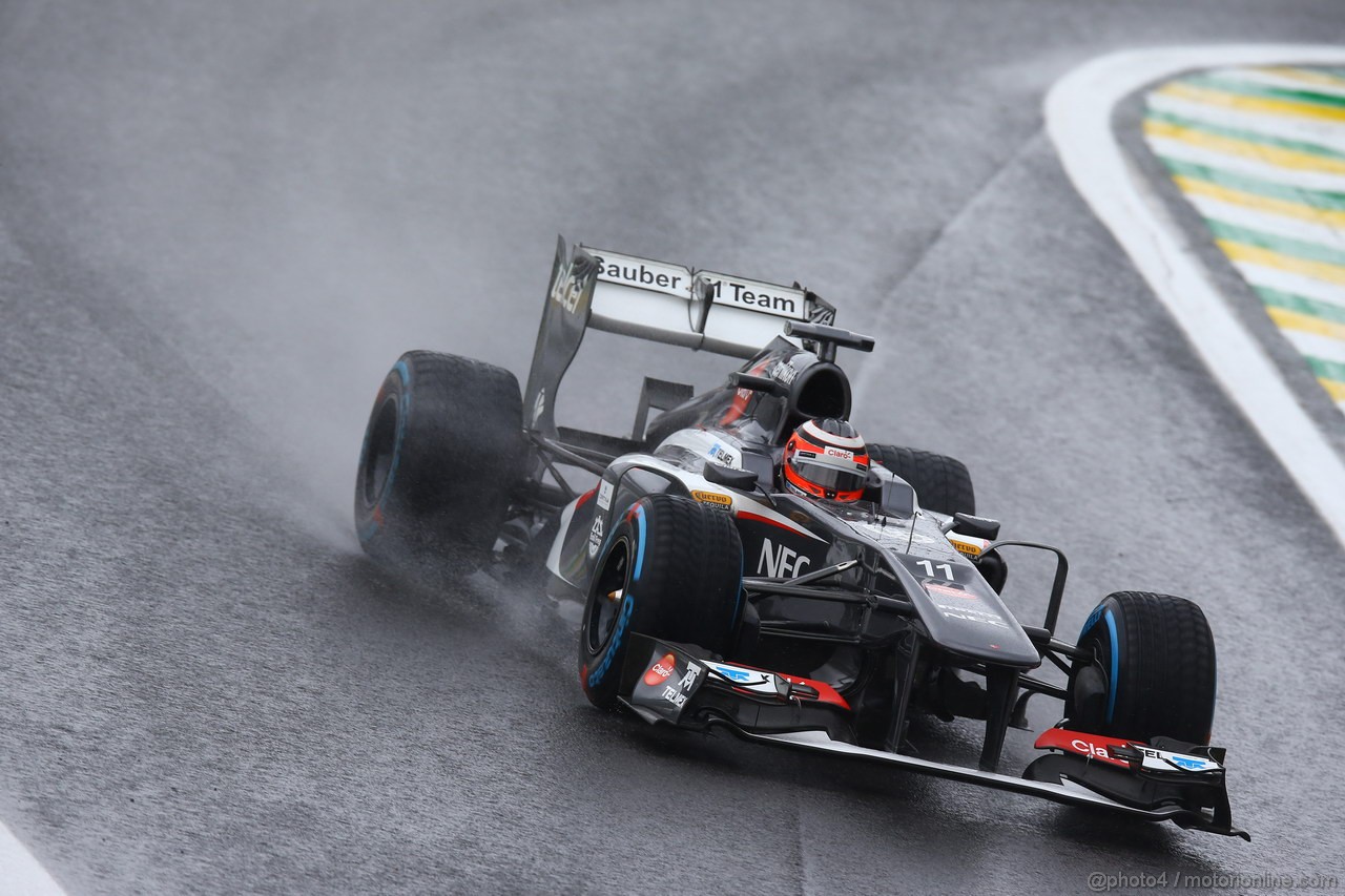 GP BRASILE, 23.11.2013- Prove Libere 3, Nico Hulkenberg (GER) Sauber F1 Team C32 