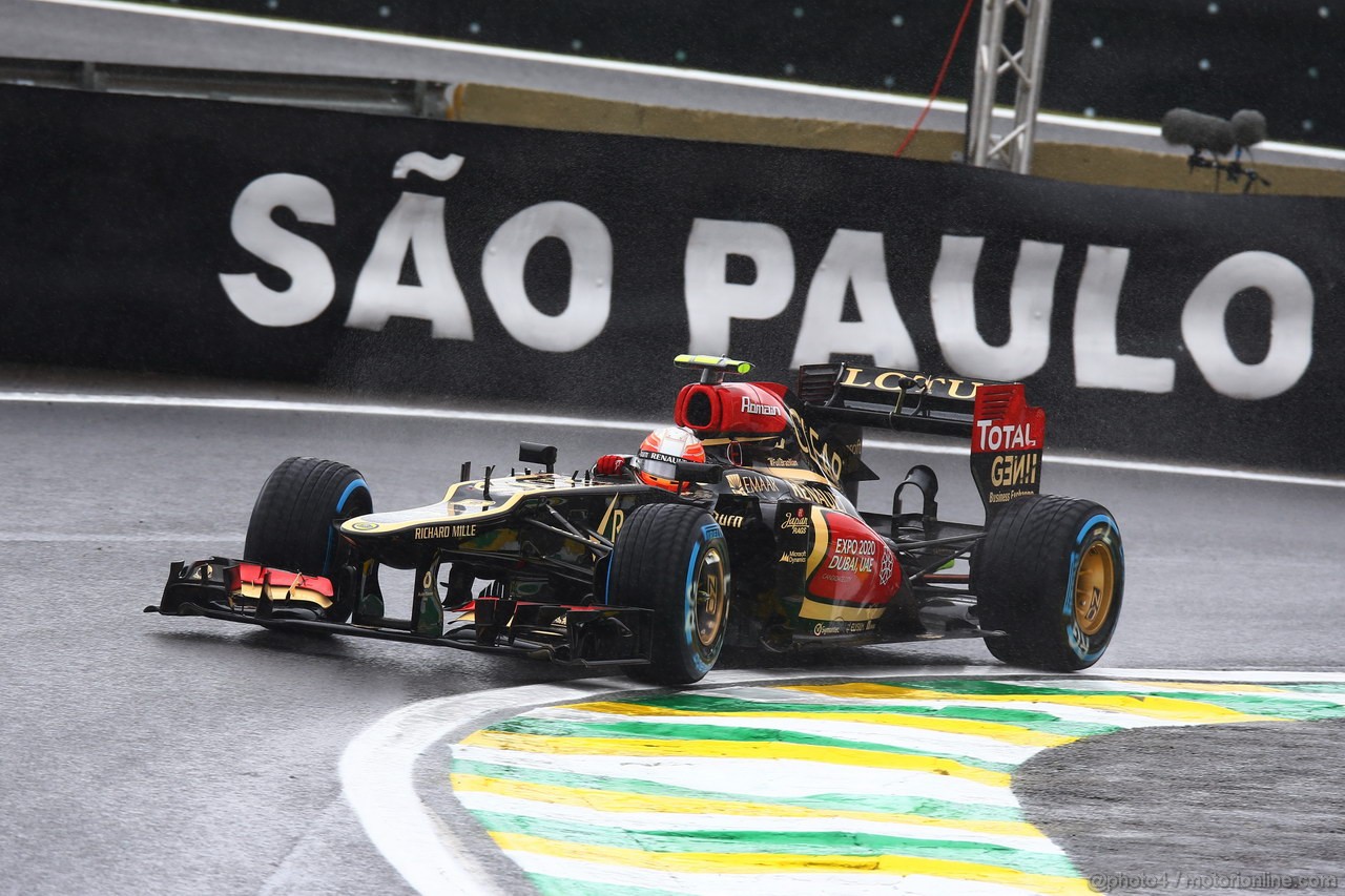GP BRASILE, 23.11.2013- Prove Libere 3, Romain Grosjean (FRA) Lotus F1 Team E21 