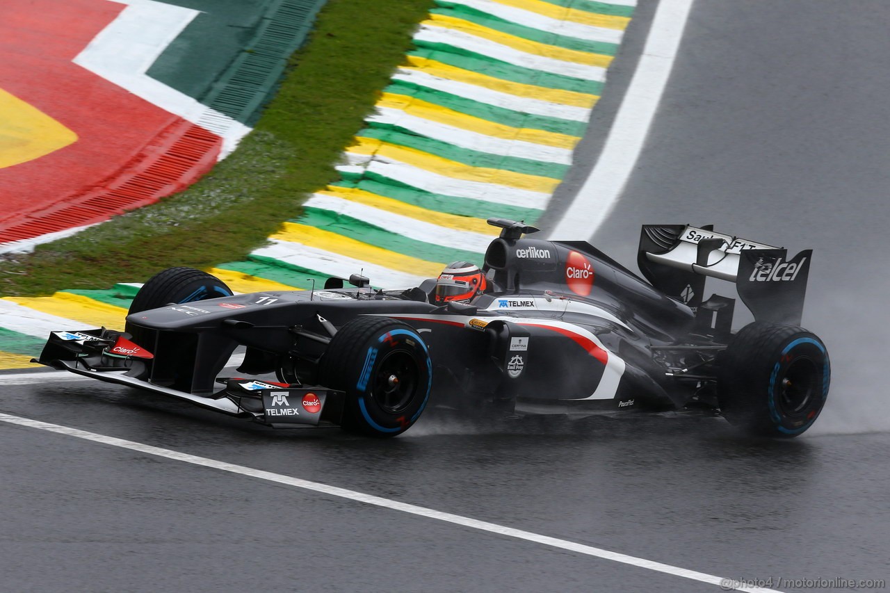 GP BRASILE, 23.11.2013- Prove Libere 3, Nico Hulkenberg (GER) Sauber F1 Team C32 