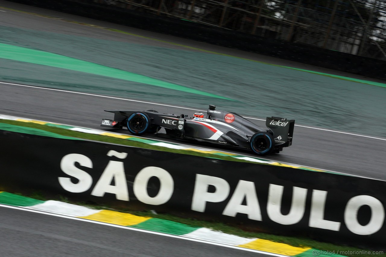 GP BRASILE, 23.11.2013- Prove Libere 3, Nico Hulkenberg (GER) Sauber F1 Team C32 