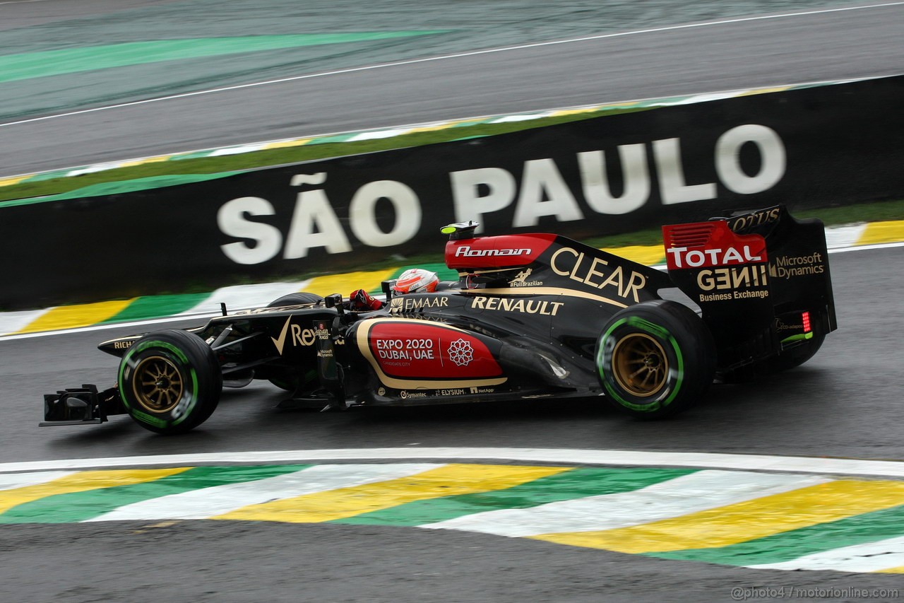 GP BRASILE, 23.11.2013- Prove Libere 3, Romain Grosjean (FRA) Lotus F1 Team E21 