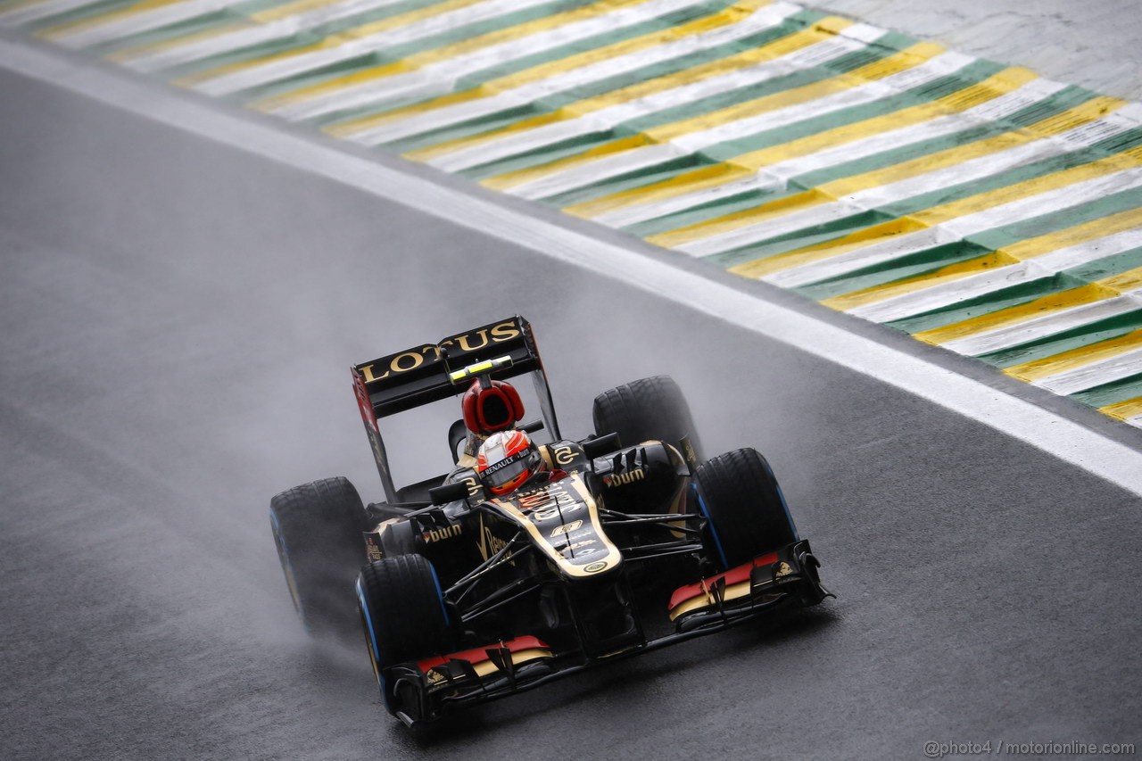 GP BRASILE, 23.11.2013- Prove Libere 3, Romain Grosjean (FRA) Lotus F1 Team E21 