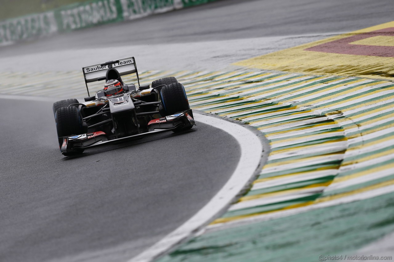 GP BRASILE, 23.11.2013- Prove Libere 3, Nico Hulkenberg (GER) Sauber F1 Team C32 