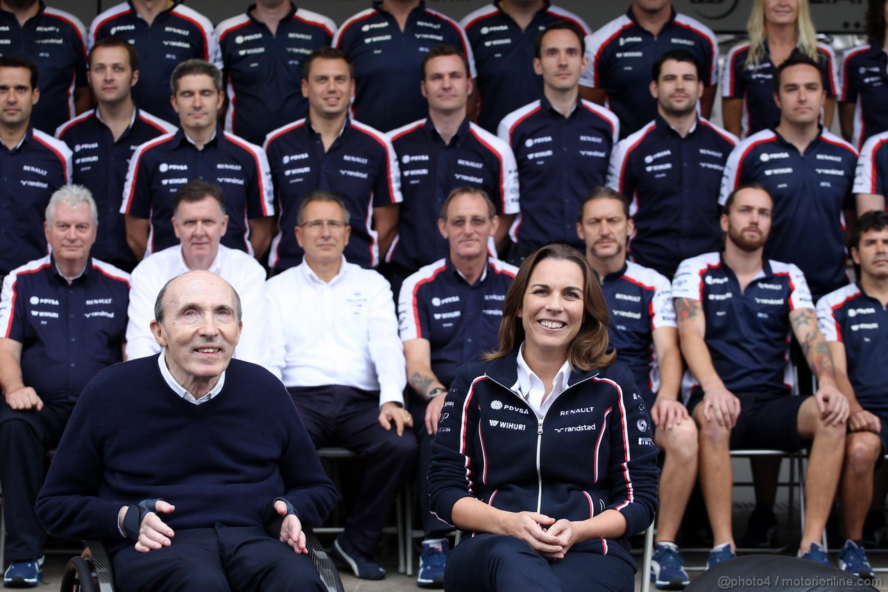 GP BRASILE, 23.11.2013- Williams Team Photo, Sir Frank Williams(gbr),Team Principal Williams F1 Team e Claire Williams (GBR) Williams Deputy Team Principal. 