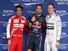 GP BRASILE, 23.11.2013- Qualifiche, terzo Fernando Alonso (ESP) Ferrari F138, Sebastian Vettel (GER) Red Bull Racing RB9 pole position e secondo Nico Rosberg (GER) Mercedes AMG F1 W04 
