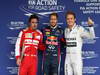GP BRASILE, 23.11.2013- Qualifiche, terzo Fernando Alonso (ESP) Ferrari F138, Sebastian Vettel (GER) Red Bull Racing RB9 pole position e secondo Nico Rosberg (GER) Mercedes AMG F1 W04