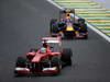 GP BRASILE, 23.11.2013- Qualifiche, Fernando Alonso (ESP) Ferrari F138 e Mark Webber (AUS) Red Bull Racing RB9 