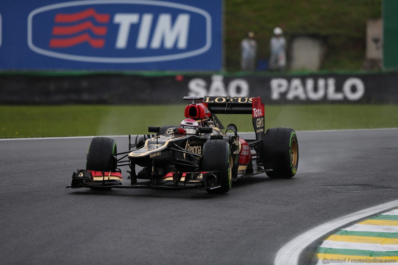 GP BRASILE, 22.11.2013- Prove Libere 1, Heikki Kovalainen (FIN) Lotus F1 Team E21  