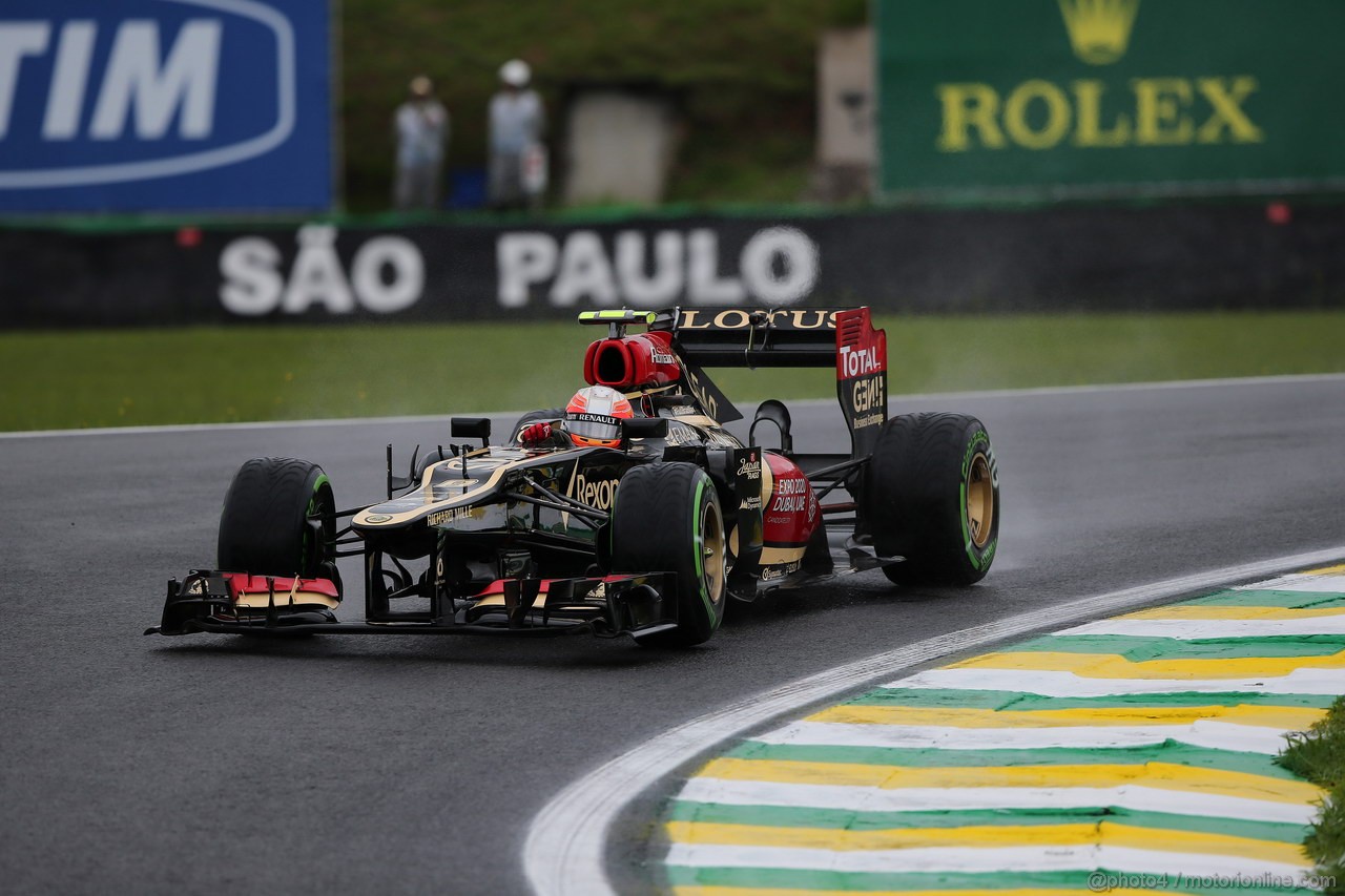 GP BRASILE, 22.11.2013- Prove Libere 1, Romain Grosjean (FRA) Lotus F1 Team E21 