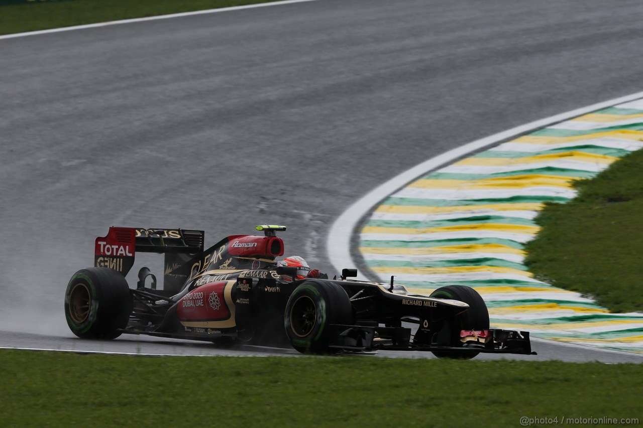 GP BRASILE, 22.11.2013- Prove Libere 1, Romain Grosjean (FRA) Lotus F1 Team E21 