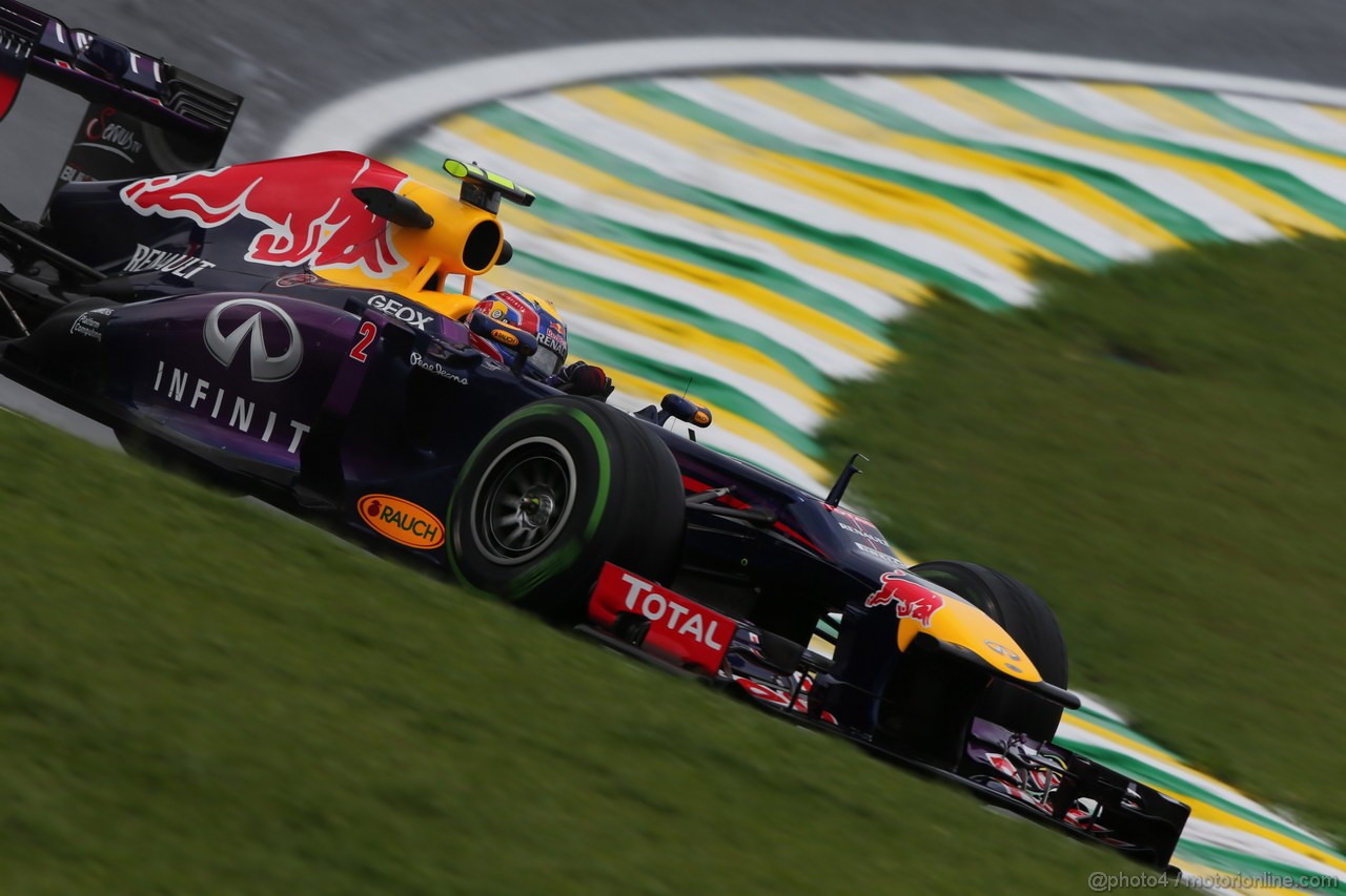 GP BRASILE, 22.11.2013- Prove Libere 1, Mark Webber (AUS) Red Bull Racing RB9 