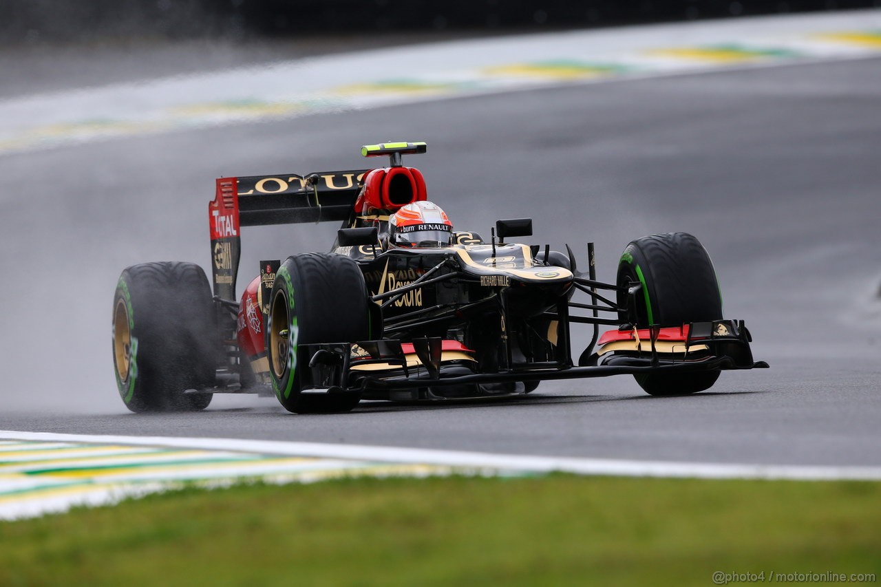 GP BRASILE, 22.11.2013- Prove Libere 1, Romain Grosjean (FRA) Lotus F1 Team E21 