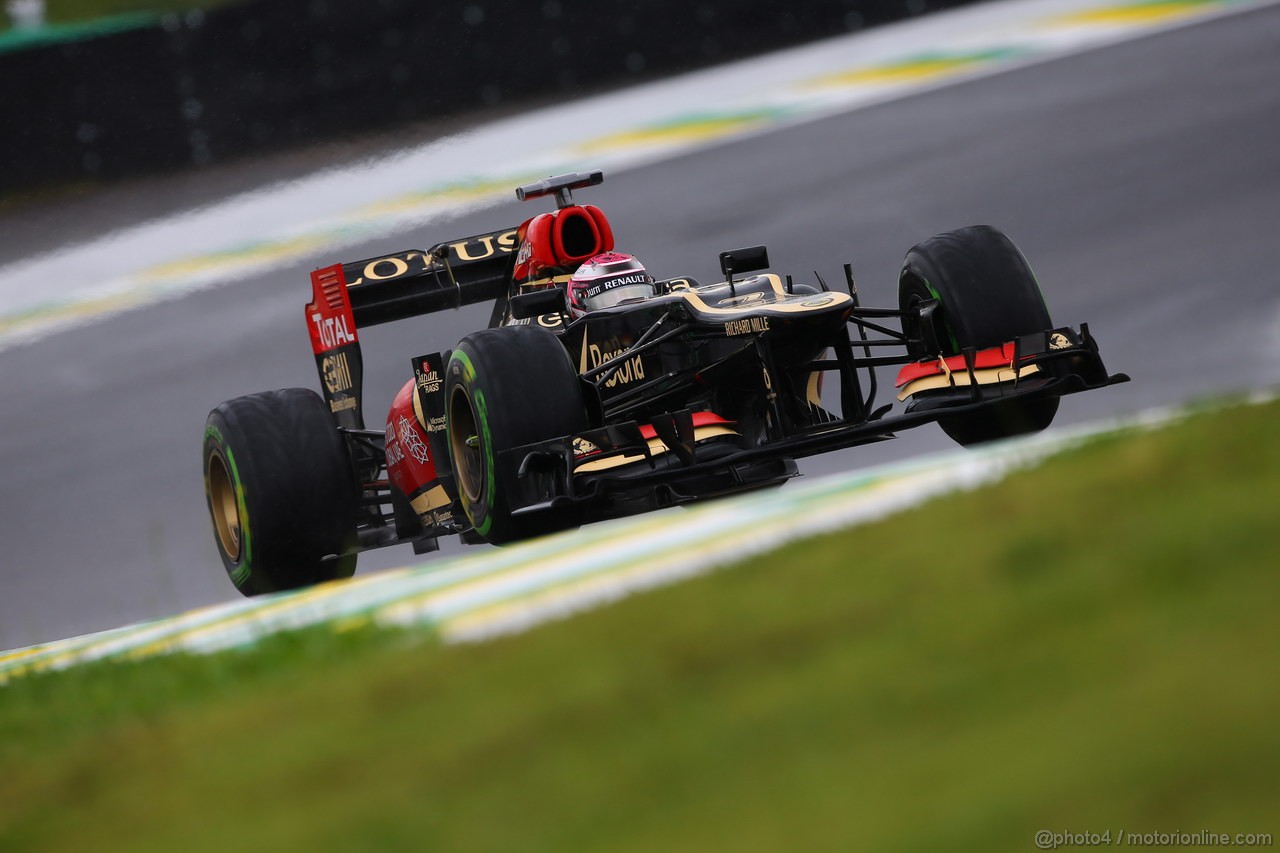 GP BRASILE, 22.11.2013- Prove Libere 1, Heikki Kovalainen (FIN) Lotus F1 Team E21  