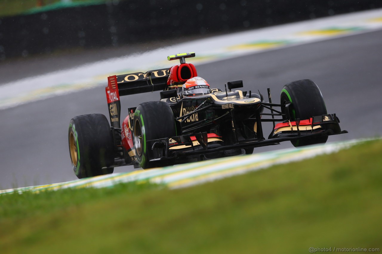 GP BRASILE, 22.11.2013- Prove Libere 1, Romain Grosjean (FRA) Lotus F1 Team E21 