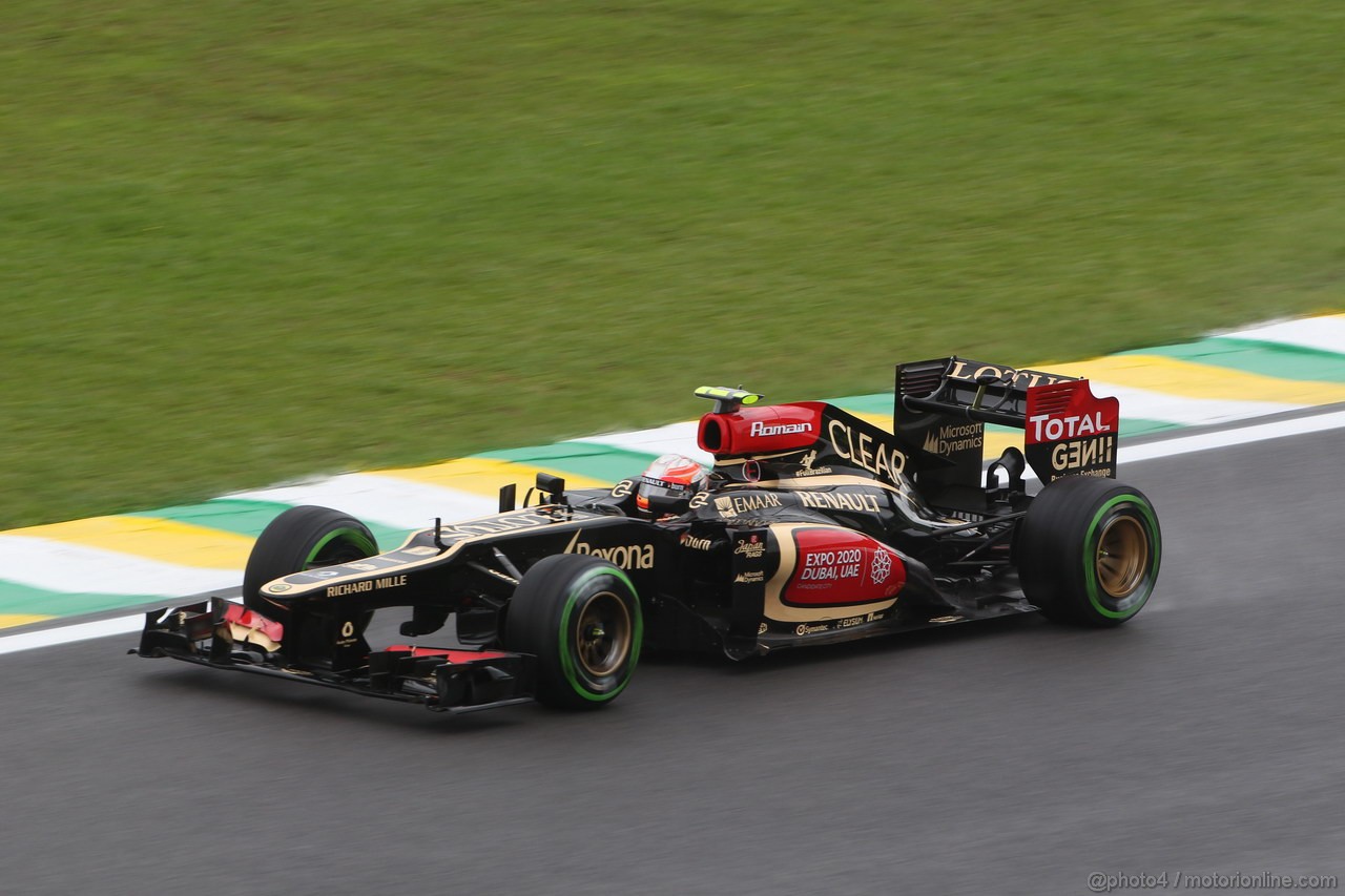GP BRASILE, 22.11.2013- Prove Libere 1, Romain Grosjean (FRA) Lotus F1 Team E21 