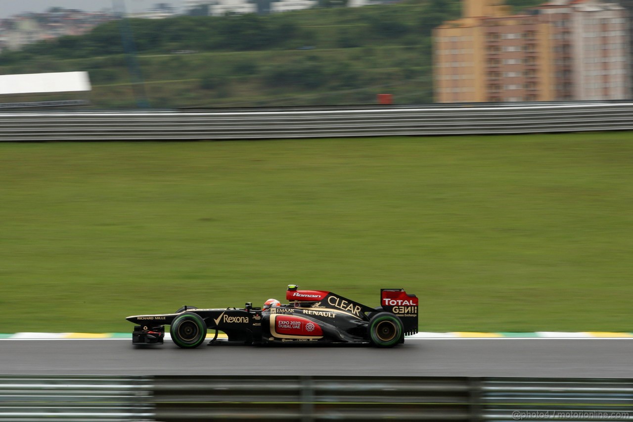 GP BRASILE, 22.11.2013- Prove Libere 1, Romain Grosjean (FRA) Lotus F1 Team E21 