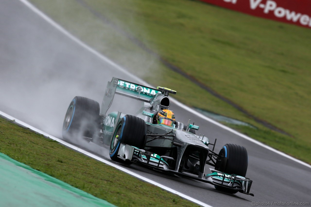 GP BRASILE, 22.11.2013- Prove Libere 1, Lewis Hamilton (GBR) Mercedes AMG F1 W04 