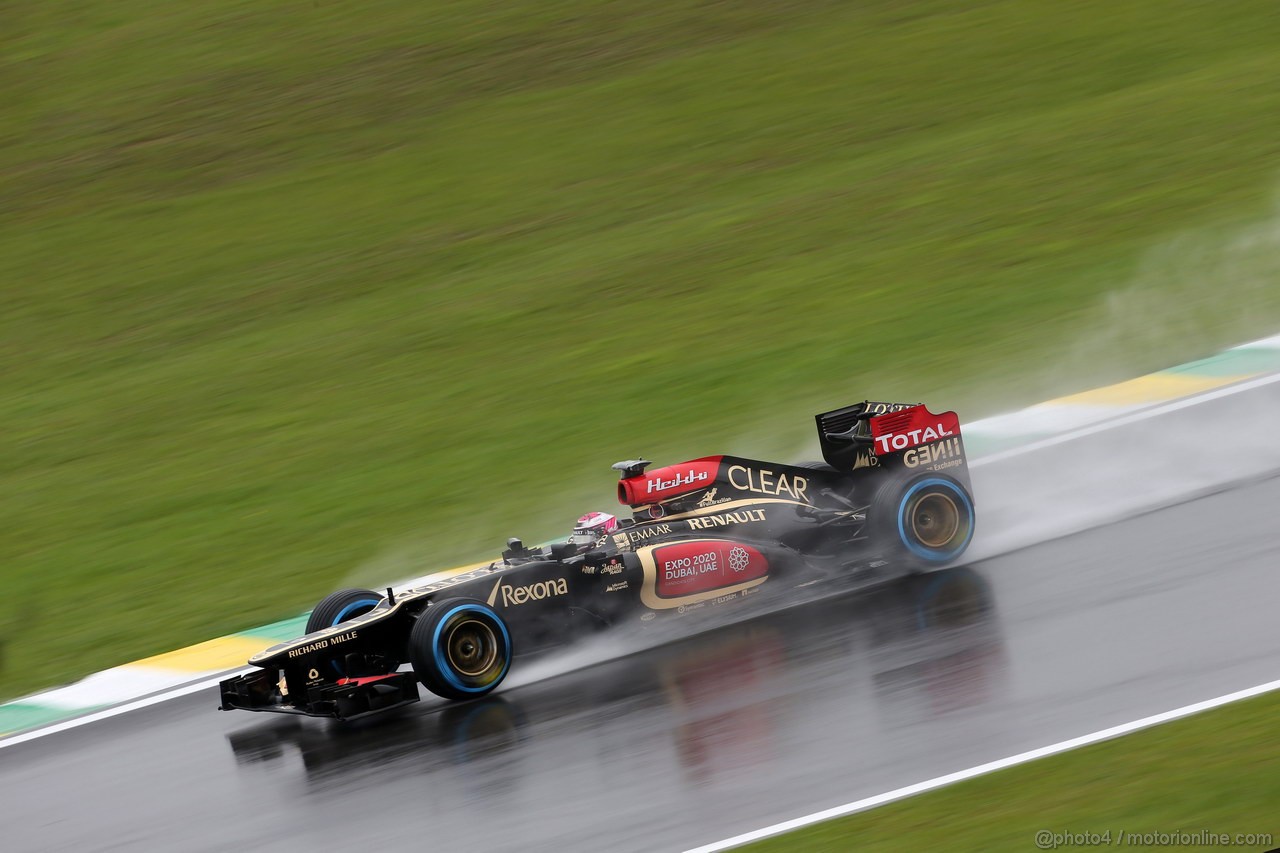 GP BRASILE, 22.11.2013- Prove Libere 2, Romain Grosjean (FRA) Lotus F1 Team E21 