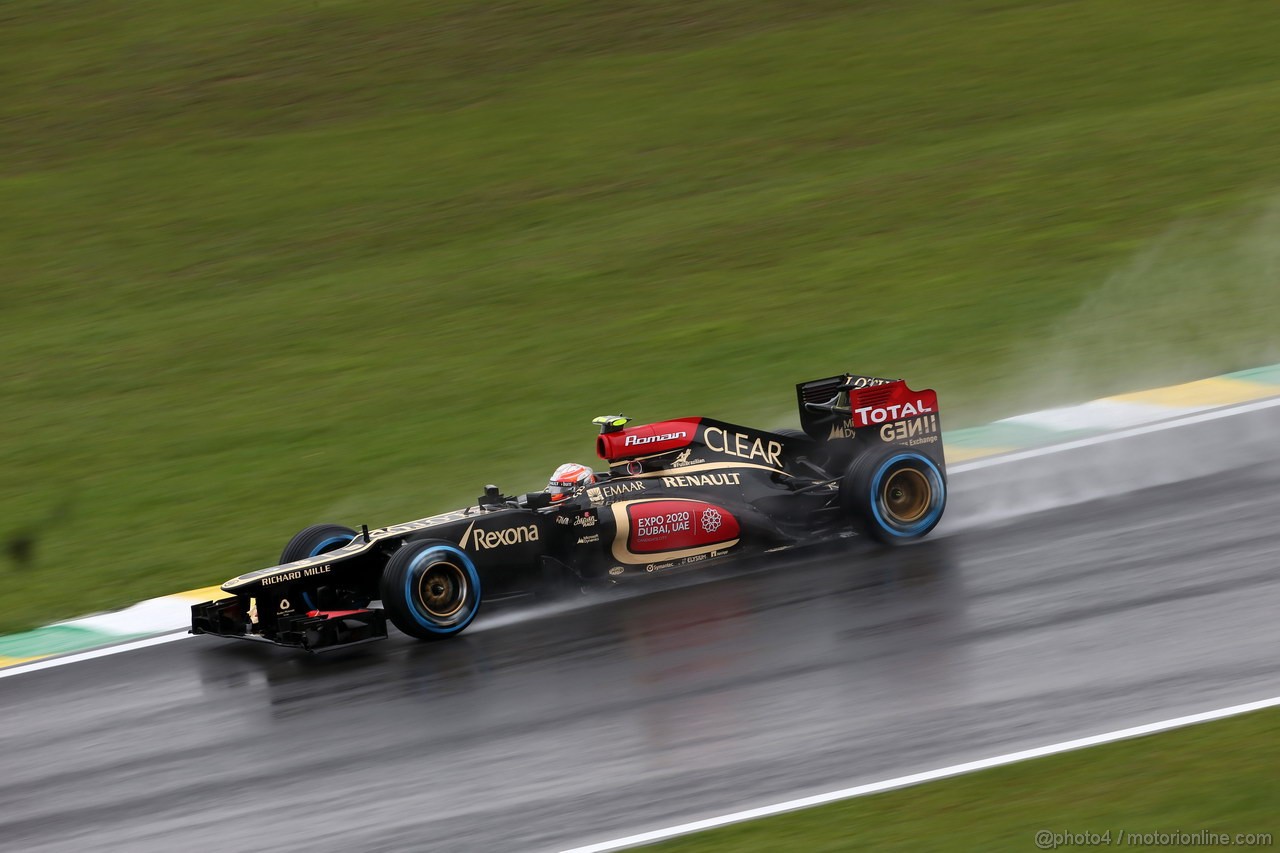 GP BRASILE, 22.11.2013- Prove Libere 2, Romain Grosjean (FRA) Lotus F1 Team E21 