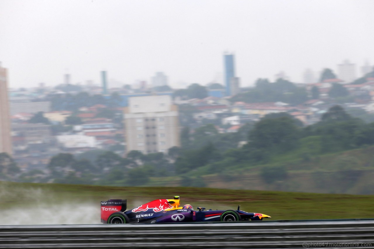 GP BRASILE, 22.11.2013- Prove Libere 2, Mark Webber (AUS) Red Bull Racing RB9 