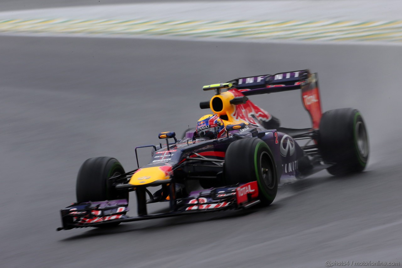 GP BRASILE, 22.11.2013- Prove Libere 2, Mark Webber (AUS) Red Bull Racing RB9 