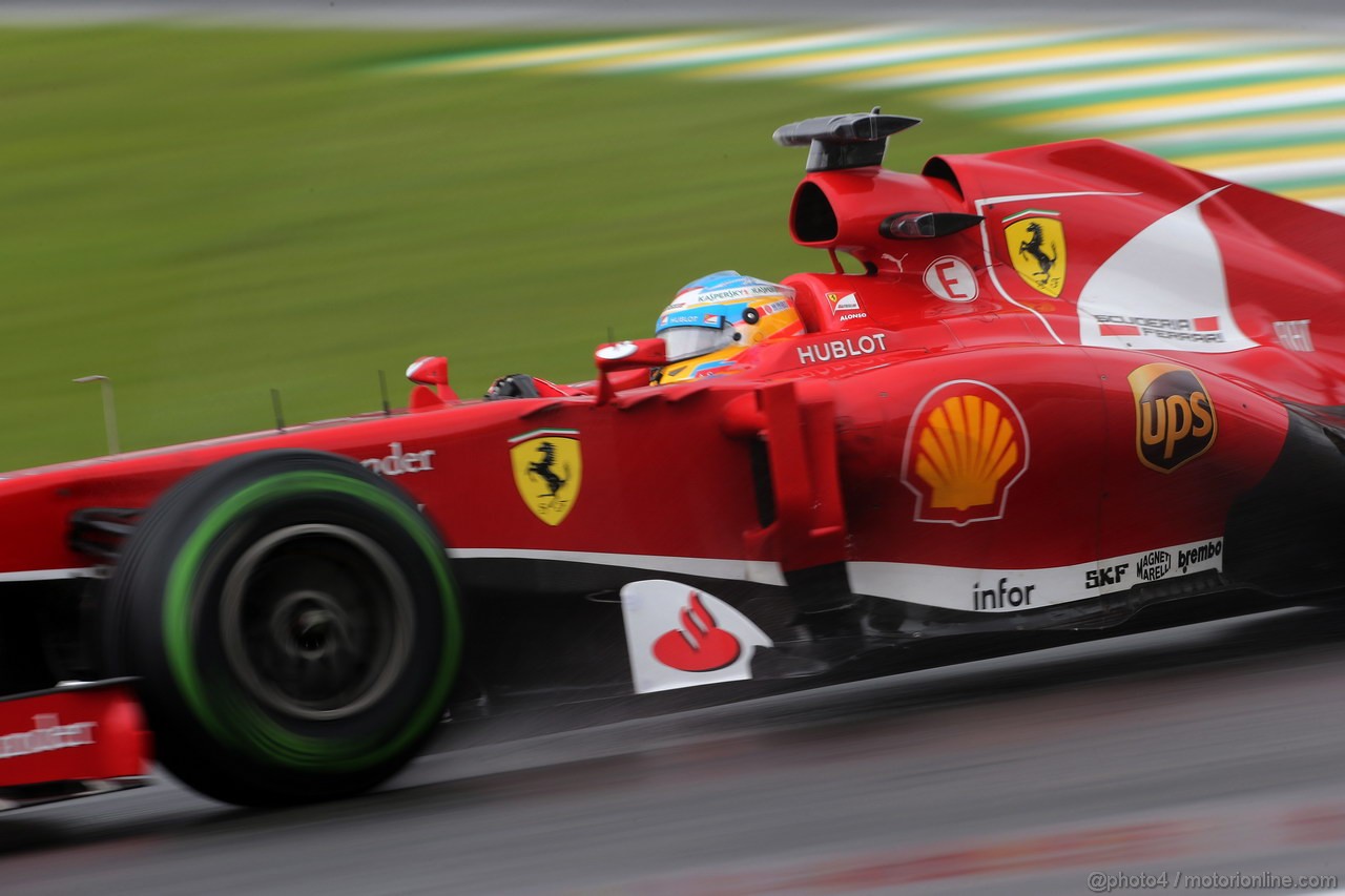 GP BRASILE, 22.11.2013- Prove Libere 2, Fernando Alonso (ESP) Ferrari F138 