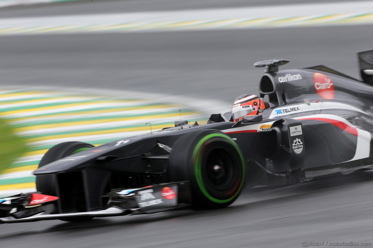 GP BRASILE, 22.11.2013- Prove Libere 2, Nico Hulkenberg (GER) Sauber F1 Team C32 