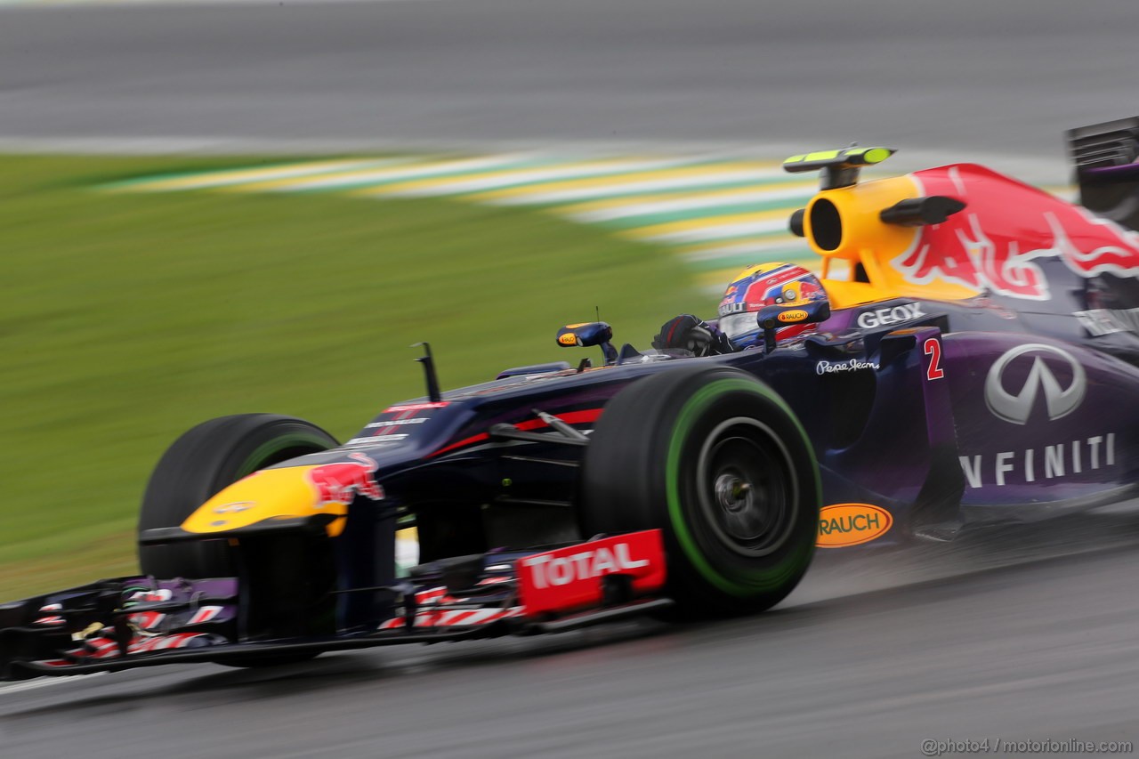 GP BRASILE, 22.11.2013- Prove Libere 2, Mark Webber (AUS) Red Bull Racing RB9 