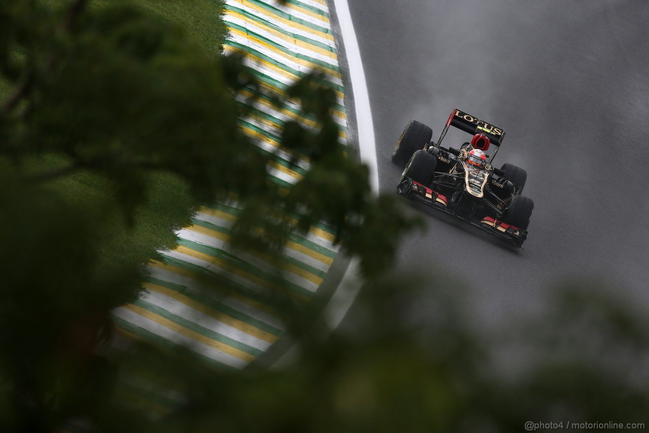 GP BRASILE, 22.11.2013- Prove Libere 2, Romain Grosjean (FRA) Lotus F1 Team E21 