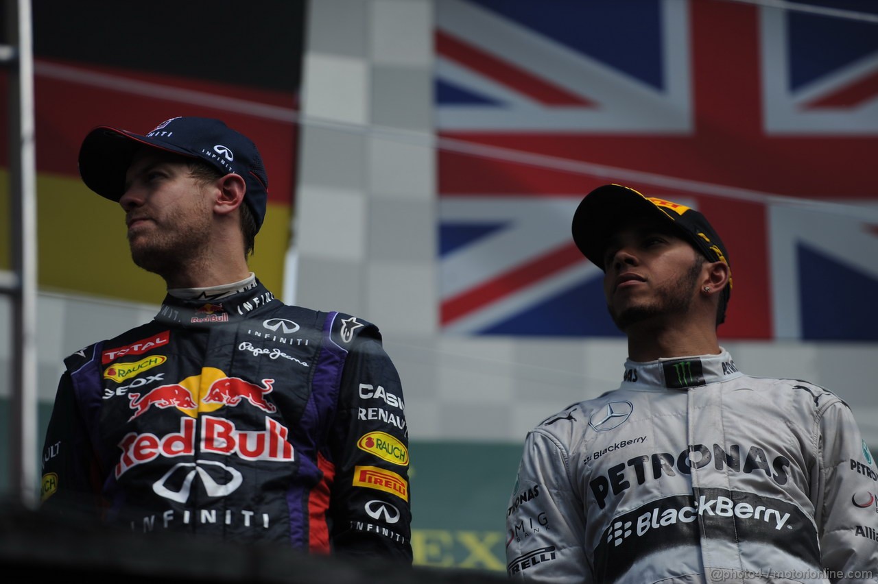 GP CANADA, 09.06.2013-  Podium: winner Sebastian Vettel (GER) Red Bull Racing RB9, 3rd Lewis Hamilton (GBR) Mercedes AMG F1 W04