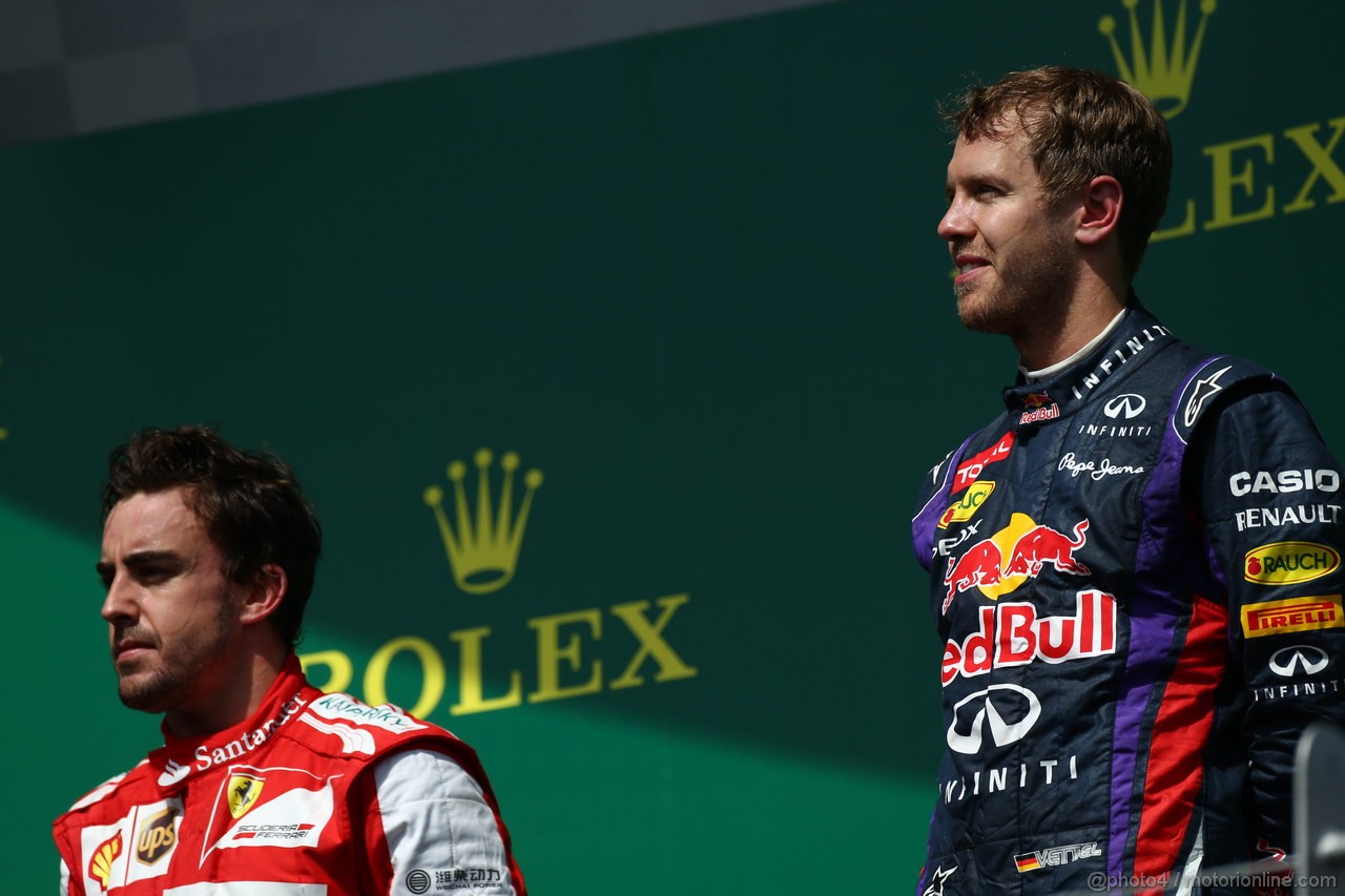 GP CANADA, 09.06.2013-  Podium: winner Sebastian Vettel (GER) Red Bull Racing RB9, 2nd Fernando Alonso (ESP) Ferrari F138