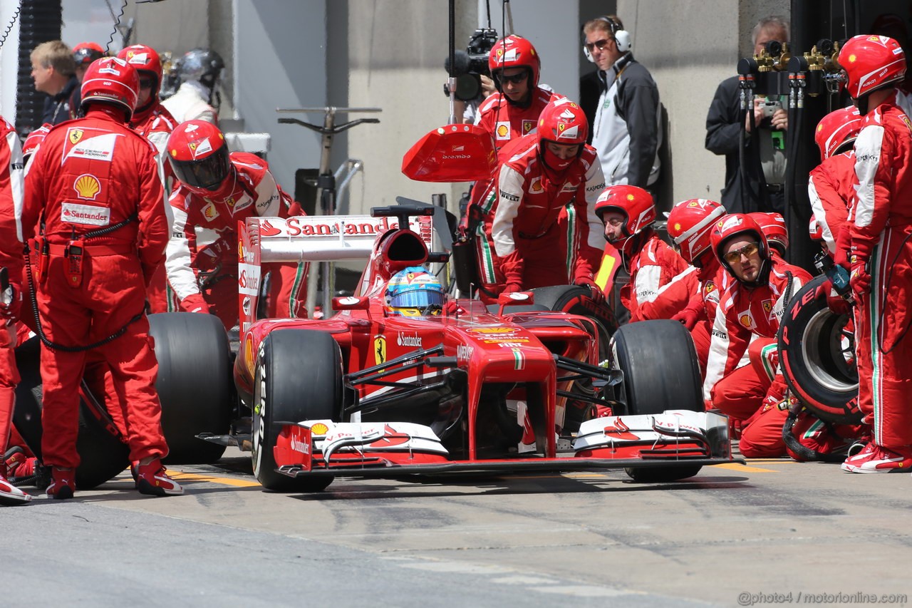 GP CANADA, 09.06.2013- Gara, Fernando Alonso (ESP) Ferrari pit stopF138