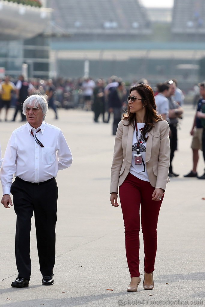 GP CINA, 13.04.2013- Bernie Ecclestone (GBR), President e CEO of Formula One Management  e sua moglie Fabiana Flosi (BRA)