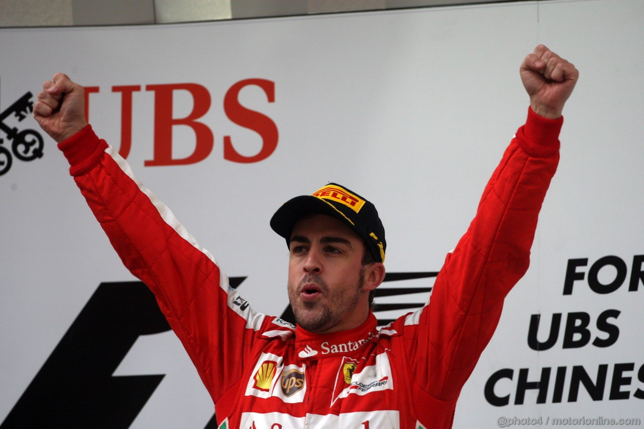 GP CINA, 14.04.2013- Gara, Fernando Alonso (ESP) Ferrari F138 vincitore 