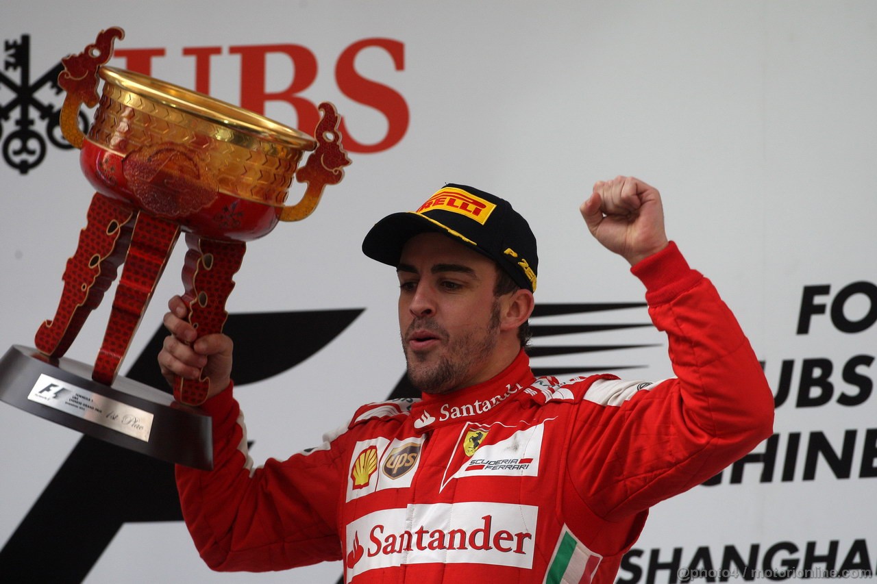 GP CINA, 14.04.2013- Gara, Fernando Alonso (ESP) Ferrari F138 vincitore 