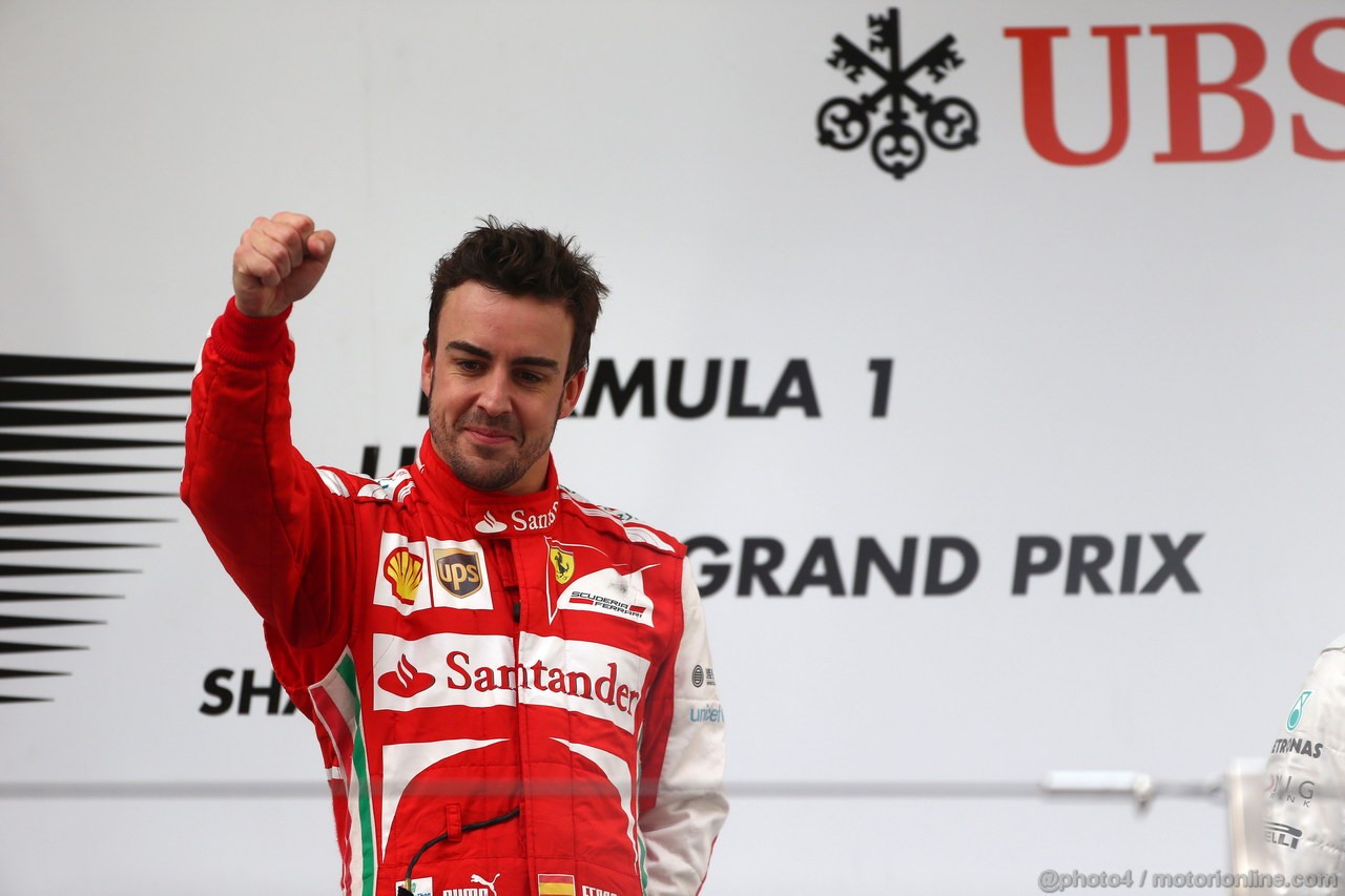 GP CINA, 14.04.2013- Gara, Fernando Alonso (ESP) Ferrari F138 vincitore