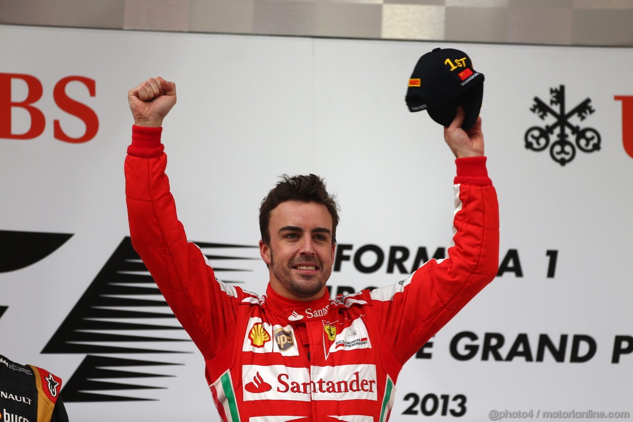 GP CINA, 14.04.2013- Gara, Fernando Alonso (ESP) Ferrari F138 vincitore