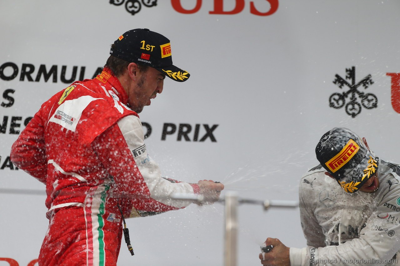 GP CINA, 14.04.2013- Gara, Fernando Alonso (ESP) Ferrari F138 vincitore e terzo