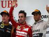 GP CINA, 14.04.2013- Gara, secondo Kimi Raikkonen (FIN) Lotus F1 Team E21, Fernando Alonso (ESP) Ferrari F138 vincitore e terzo Lewis Hamilton (GBR) Mercedes AMG F1 W04 