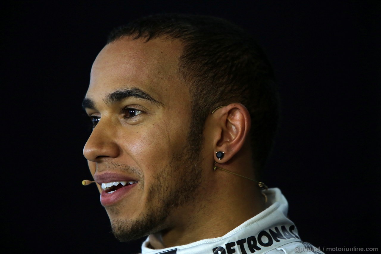 GP CINA, 13.04.2013- Qualifiche, Conferenza Stampa, Lewis Hamilton (GBR) Mercedes AMG F1 W04 