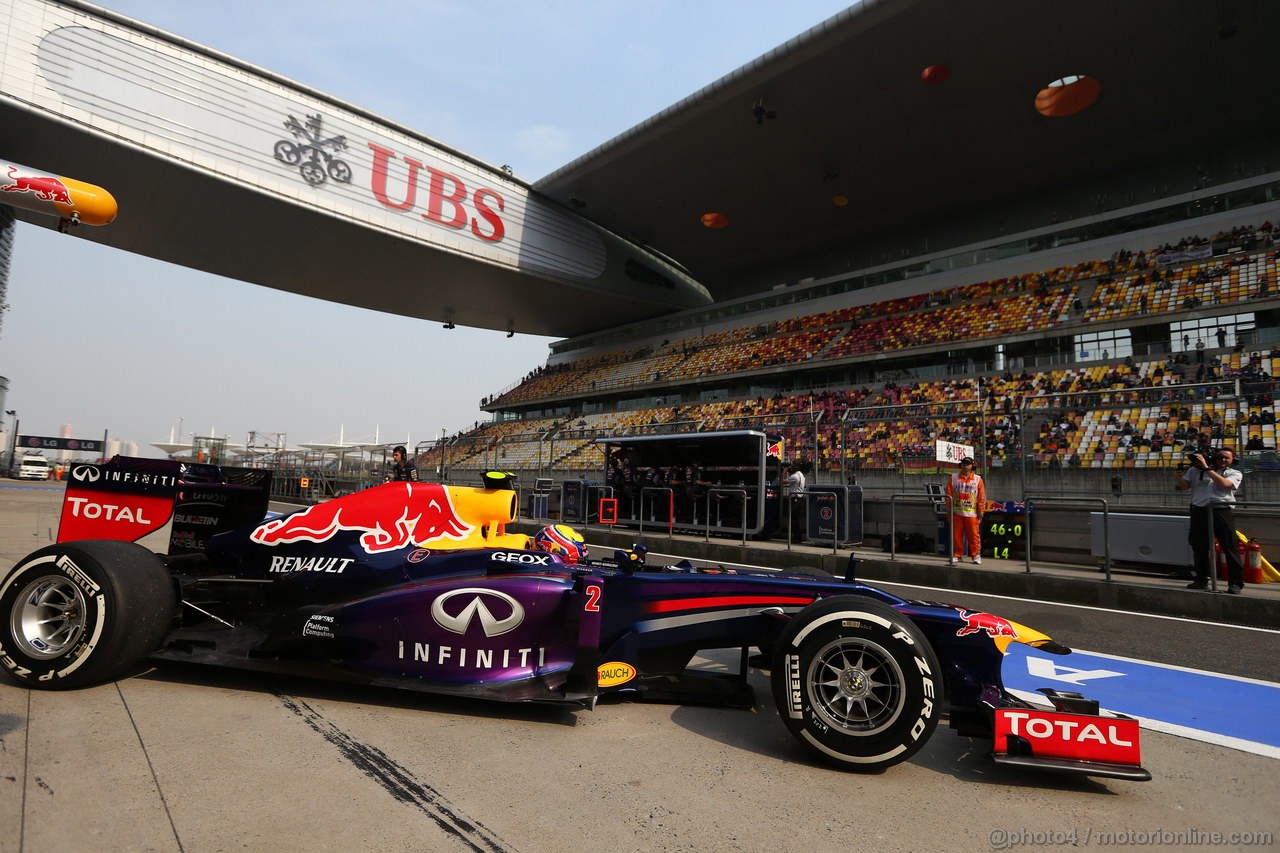 GP CINA, 12.04.2013- Prove Libere 2, Mark Webber (AUS) Red Bull Racing RB9 