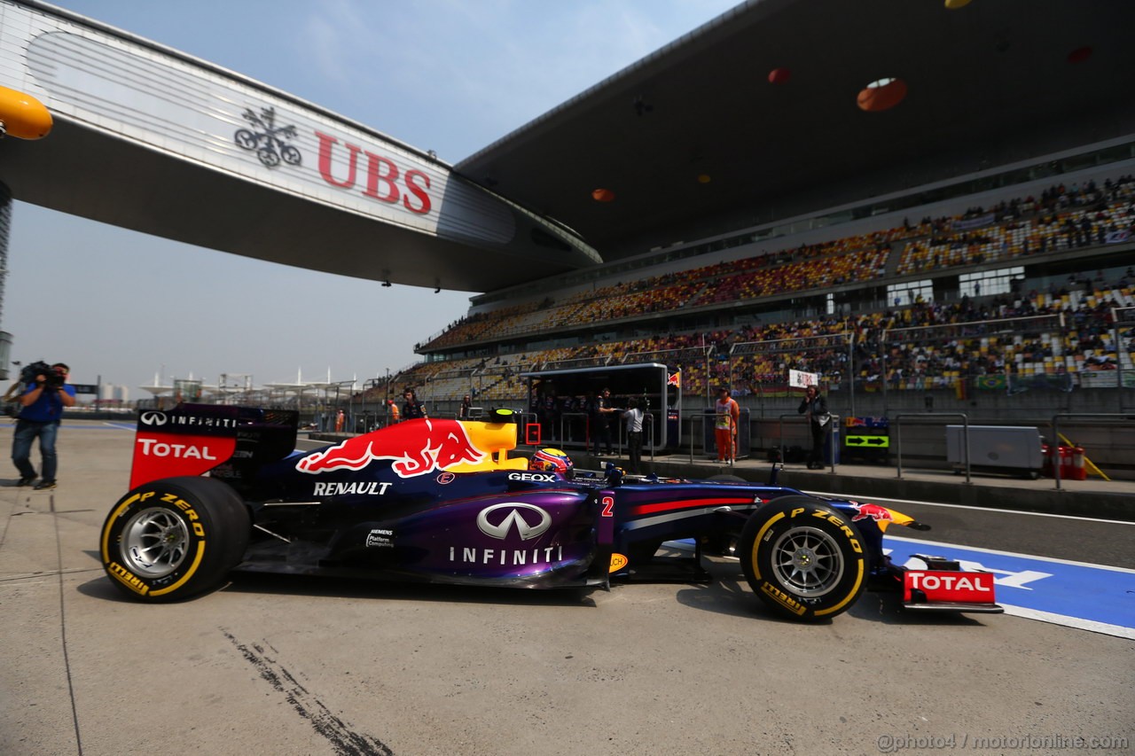 GP CINA, 12.04.2013- Prove Libere 2, Mark Webber (AUS) Red Bull Racing RB9 