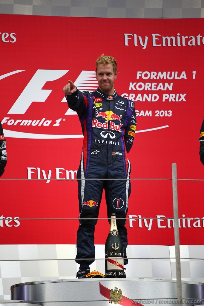 GP COREA, 06.10.2013- The Podium, winner Sebastian Vettel (GER) Red Bull Racing RB9